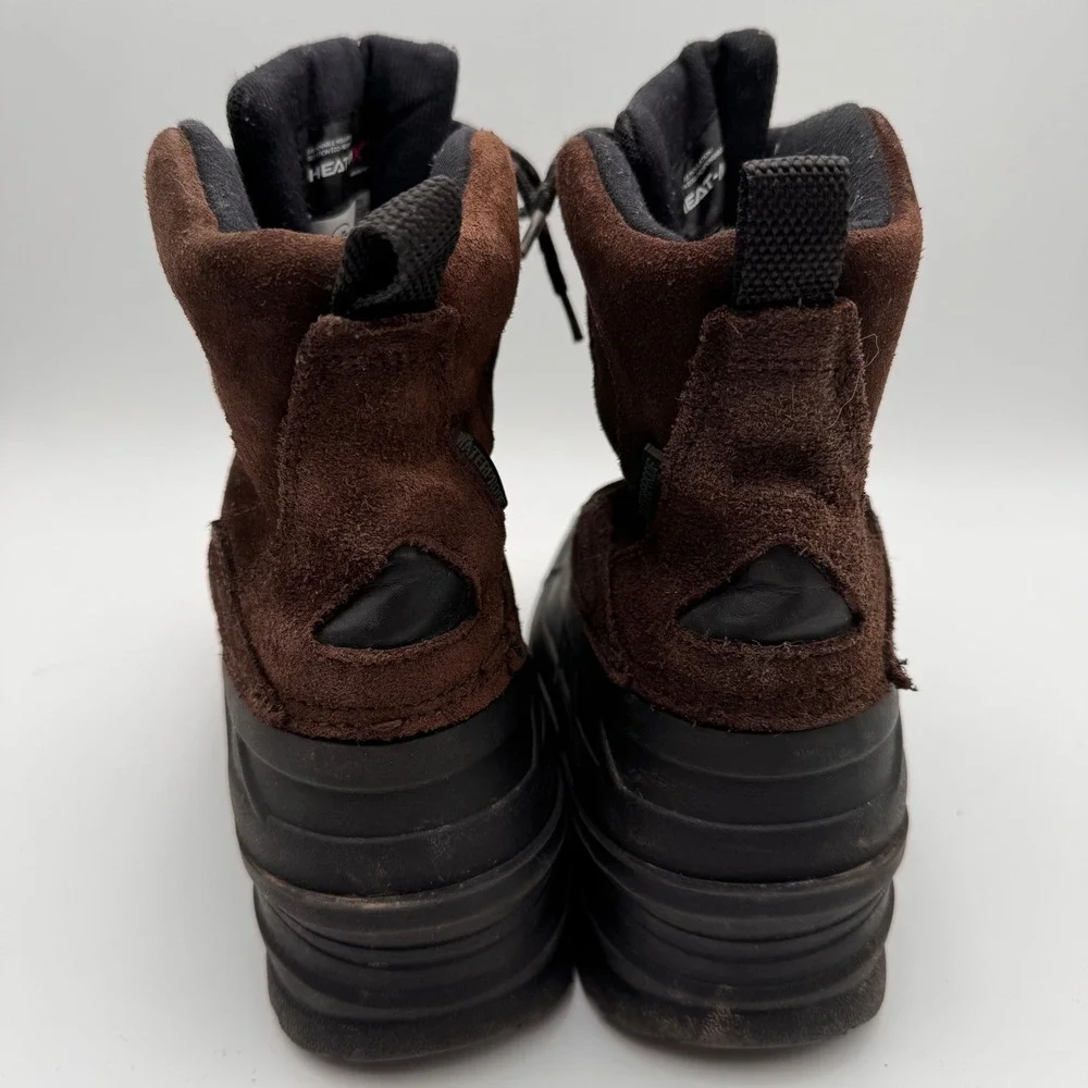 Kamik Mens Waterproof Winter Boots Brown Suede Black Rubber Insulated Duck Boots